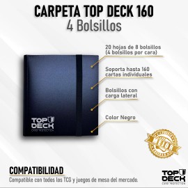 TOP DECK: Carpeta 160 Negra (4 Bolsillos)
