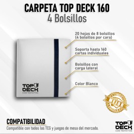 TOP DECK: Carpeta 160 Blanca (4 Bolsillos)