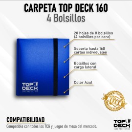 TOP DECK: Carpeta 160 Azul (4 Bolsillos)