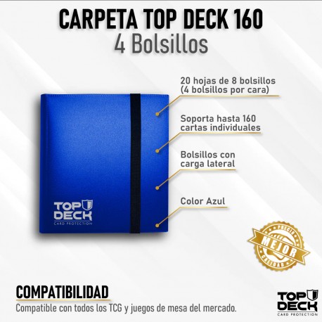 TOP DECK: Carpeta 160 Azul (4 Bolsillos)
