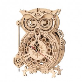 Miniatura Armable LK503: Reloj Buho de Madera Rompecabezas Puzzle